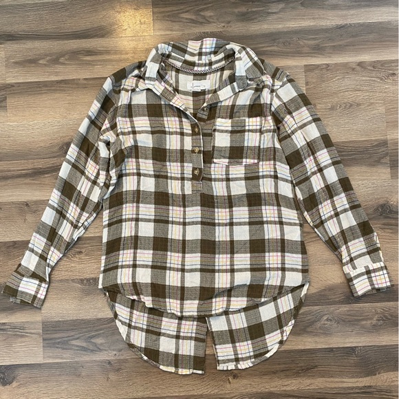 Anthropologie Tops - Anthropologie Plaid Long Sleeve Button Down Shirt